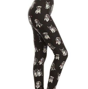 Plus Black & White Puppy Print Leggings